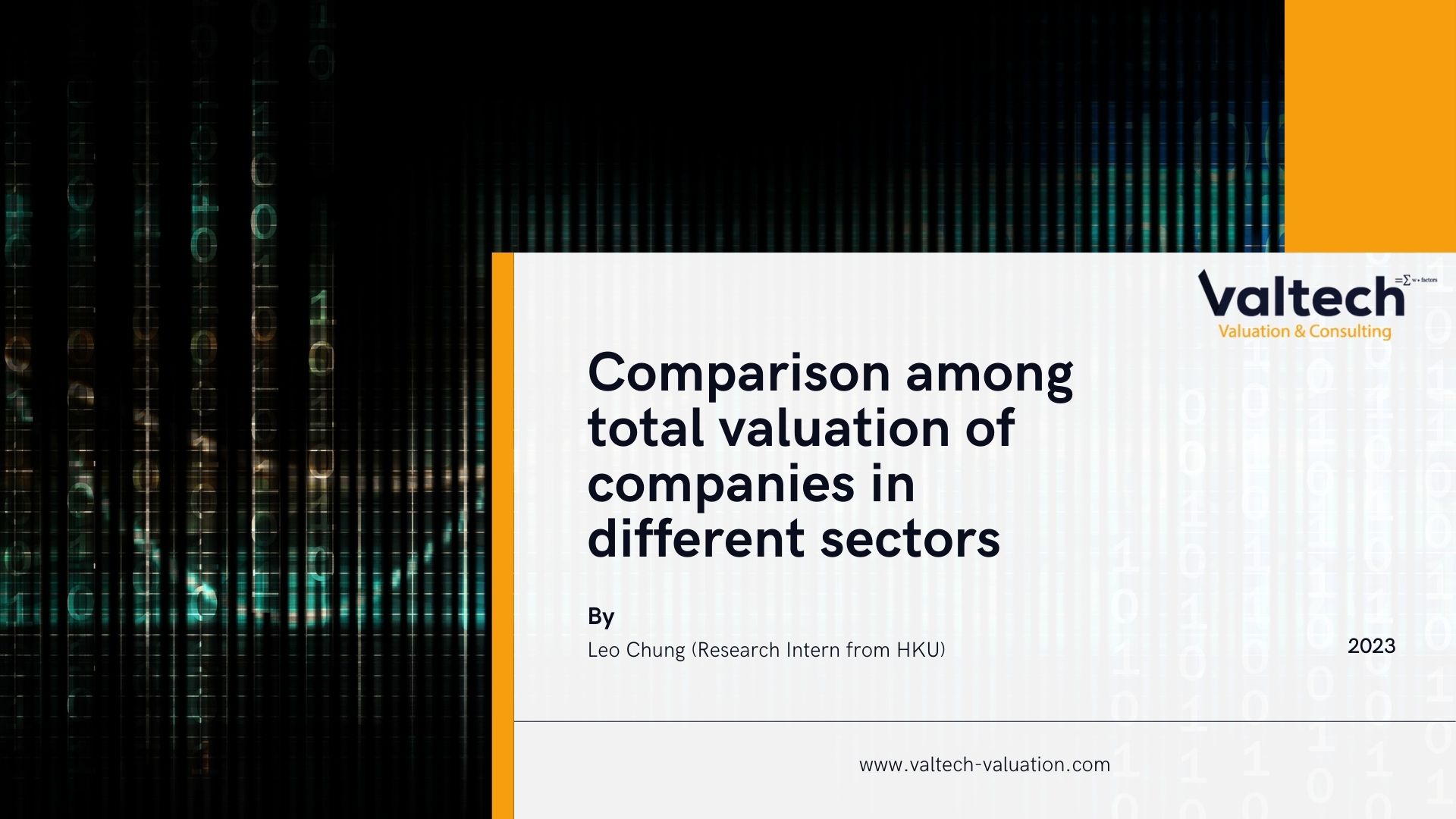 Intern Research: Comparison among total valuation of companies in different sectors 2 Comparison among total valuation of companies in different sectors